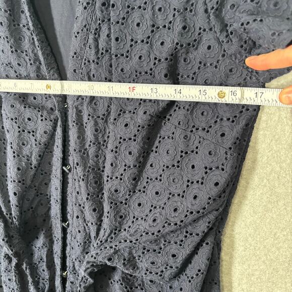 Talbots Dress 4 Navy Knee Eyelet Tie Front Shirt Cotton Sailor Mod Career Church - Picture 9 of 12